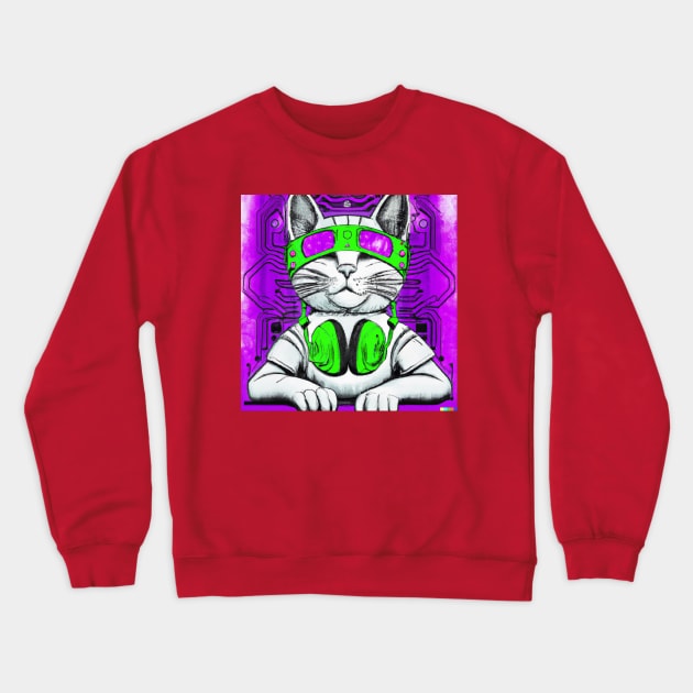 Techno cat - Catsondrugs.com - Techno Party Ibiza Rave Dance Underground Festival Spring Break  Berlin Good Vibes Trance Dance technofashion technomusic housemusic Crewneck Sweatshirt by catsondrugs.com